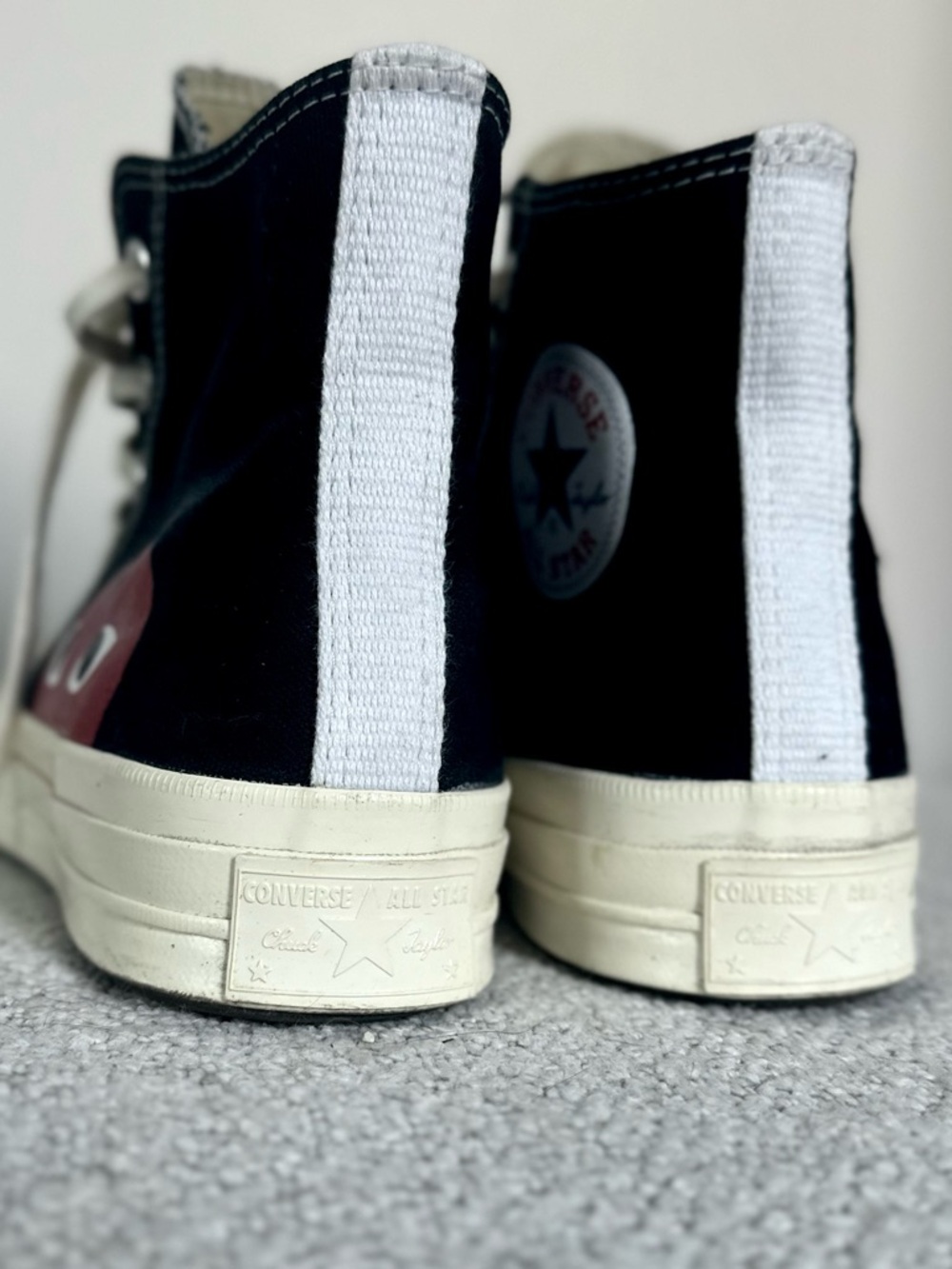 Converse All Star x Comme Des Garçons Play Large Emblem Black High Top Sneakers - Picture 9 of 13